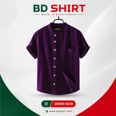 Premium Men's Ban Collar Half Sleeve Shirt