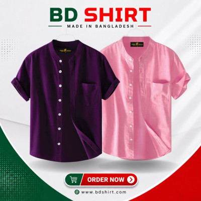 Premium Men's Ban Collar Half Sleeve Shirt Combo