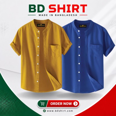Premium Men's Ban Collar Half Sleeve Shirt Combo