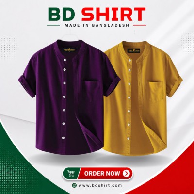 Premium Men's Ban Collar Half Sleeve Shirt Combo