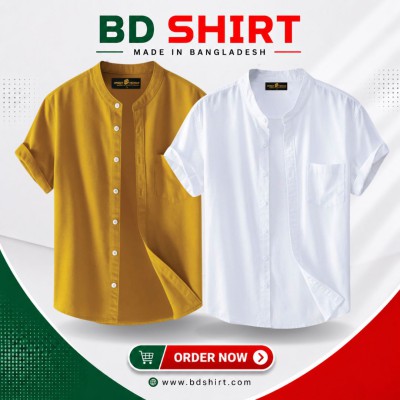 Premium Men's Ban Collar Half Sleeve Shirt Combo
