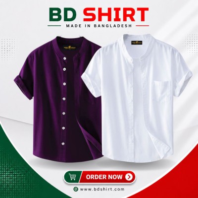 Premium Men's Ban Collar Half Sleeve Shirt Combo