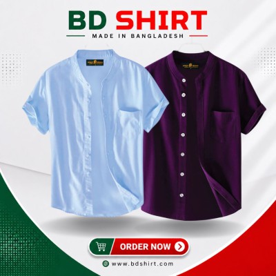 Premium Men's Ban Collar Half Sleeve Shirt Combo