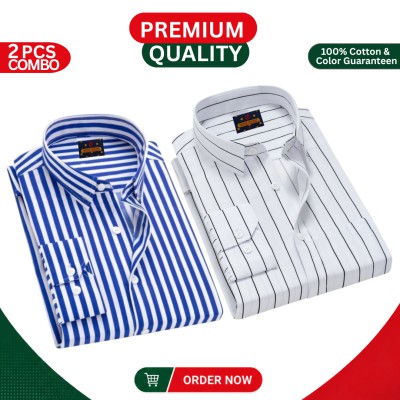 Premium Men's Full Sleeve Cotton Formal Shirt – 2 Piece Combo