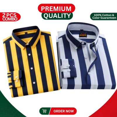 Premium Men's Full Sleeve Cotton Formal Shirt – 2 Piece Combo