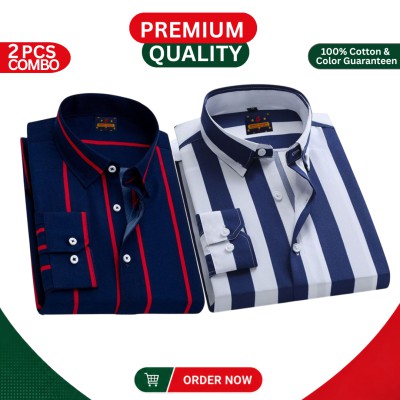 Premium Men's Full Sleeve Cotton Formal Shirt – 2 Piece Combo