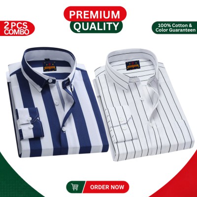 Premium Men's Full Sleeve Cotton Formal Shirt – 2 Piece Combo