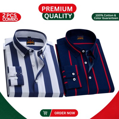 Premium Men's Full Sleeve Cotton Formal Shirt – 2 Piece Combo