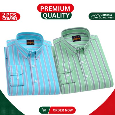 Premium Men's Full Sleeve Cotton Formal Shirt – 2 Piece Combo