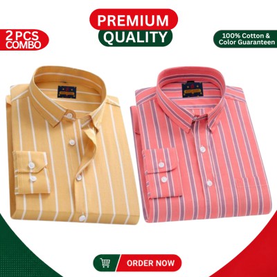 Premium Men's Full Sleeve Cotton Formal Shirt – 2 Piece Combo