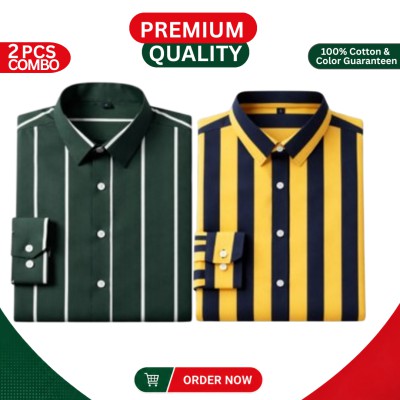 Premium Men's Full Sleeve Cotton Formal Shirt – 2 Piece Combo