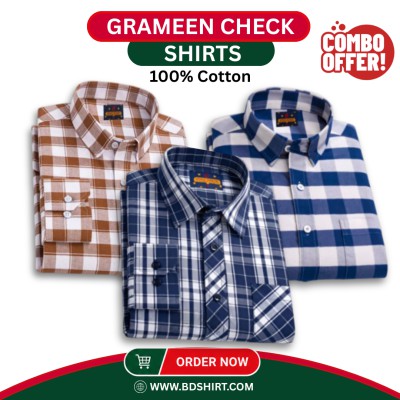 Premium Grameen Check Shirt - 3 Piece Combo
