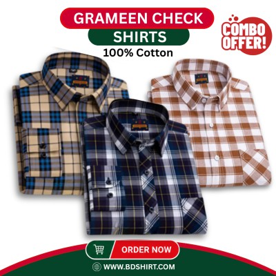 Premium Grameen Check Shirt - 3 Piece Combo