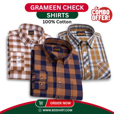 Premium Grameen Check Shirt - 3 Piece Combo