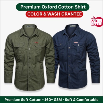 Premium Men’s Oxford Cotton Shirt – 2 Piece Combo