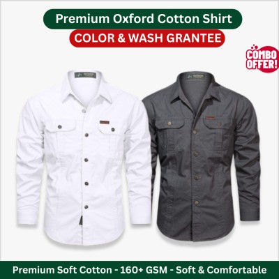Premium Men’s Oxford Cotton Shirt – 2 Piece Combo