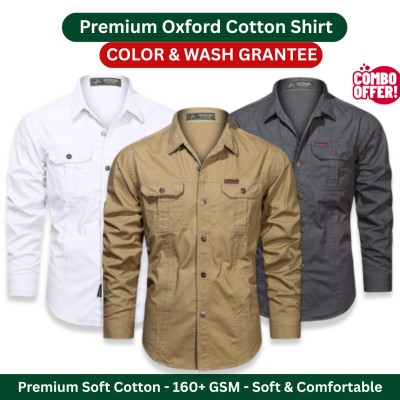 Premium Men’s Oxford Cotton Shirt-3 Piece Combo