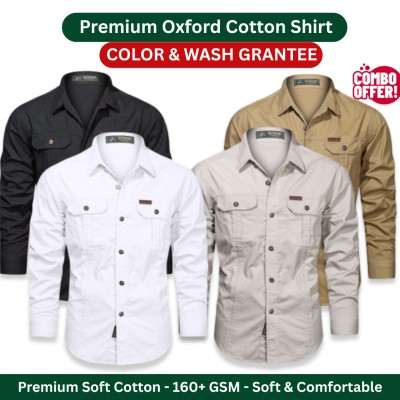 Premium Men’s Oxford Cotton Shirt–4 Piece Combo