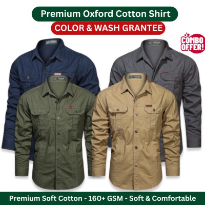 Premium Men’s Oxford Cotton Shirt–4 Piece Combo