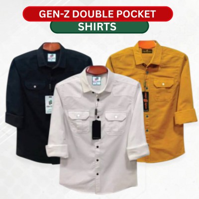 Premium Gen-Z Double Pocket Cotton Shirt–3 Piece Combo