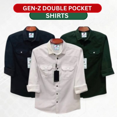 Premium Gen-Z Double Pocket Cotton Shirt–3 Piece Combo