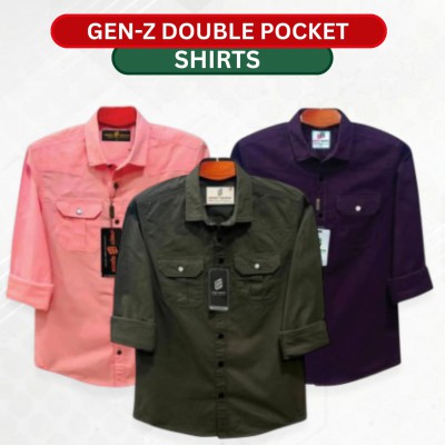Premium Gen-Z Double Pocket Cotton Shirt–3 Piece Combo