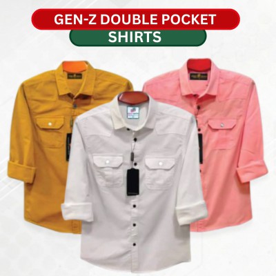 Premium Gen-Z Double Pocket Cotton Shirt–3 Piece Combo