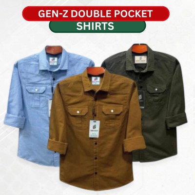 Premium Gen-Z Double Pocket Cotton Shirt–3 Piece Combo