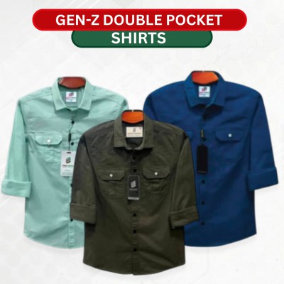 Premium Gen-Z Double Pocket Cotton Shirt–3 Piece Combo