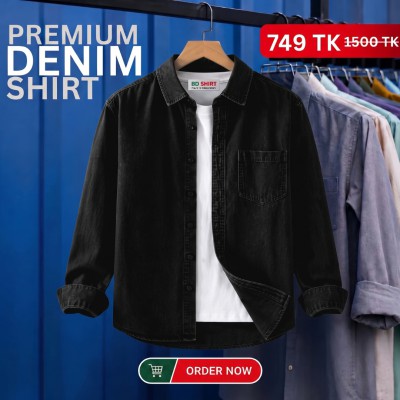 Premium Denim Shirt (Washed Black)